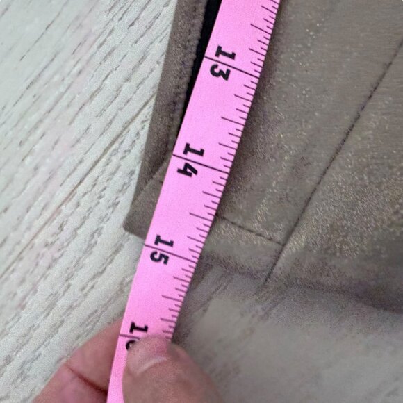 Vince Lamb Leather Suede Gold Shimmery Leggings Pants ankle crop 26" M stretch - Picture 6 of 12